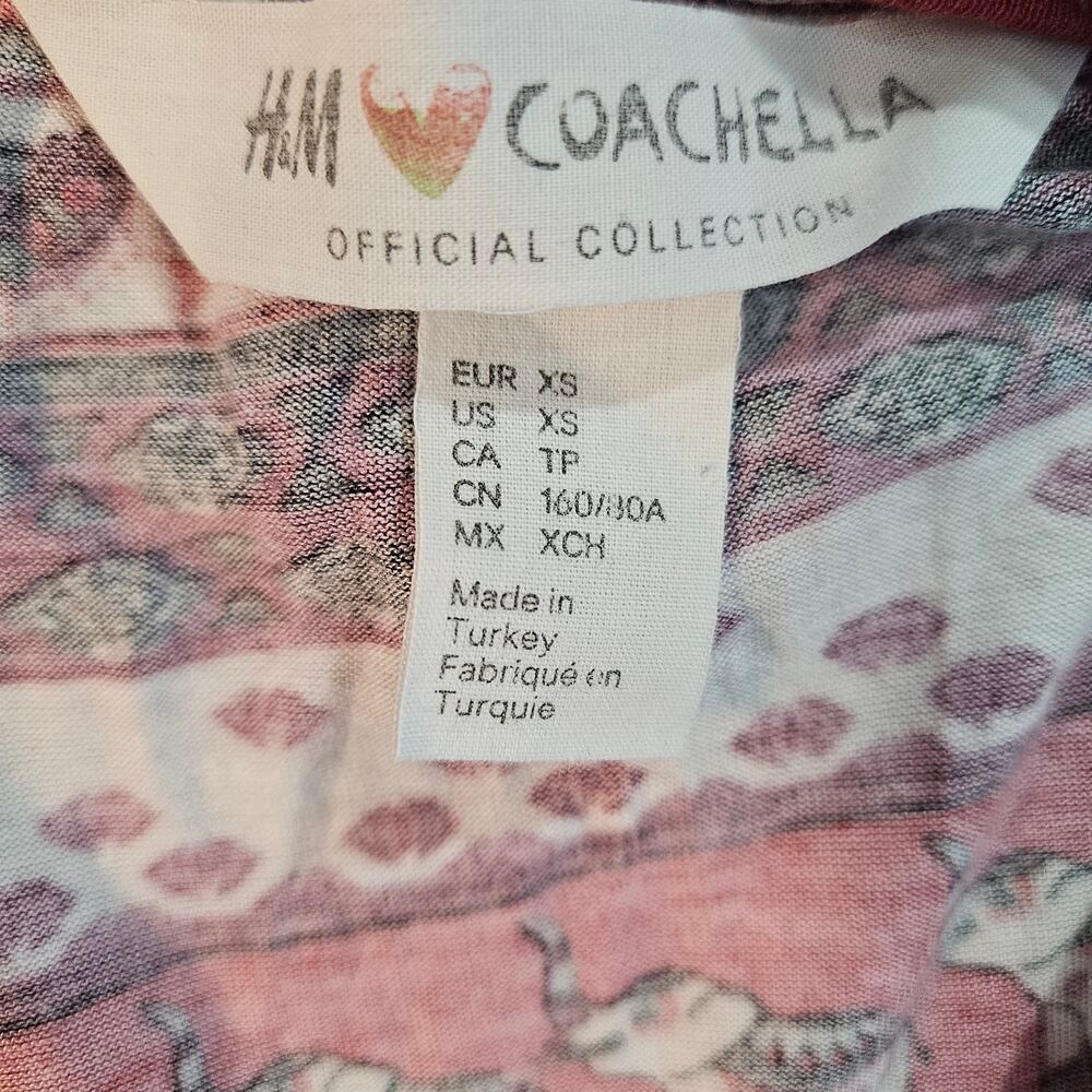 H&M Coachella Collab Stripe Elephants Paisley Bell Sleeve Crop XS Boho Festival - Picture 3 of 10